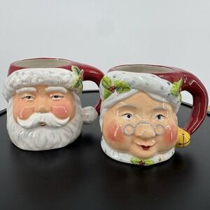 Susan Winget 3D Ceramic Santa And Mrs Claus Mug Set Certified International‎